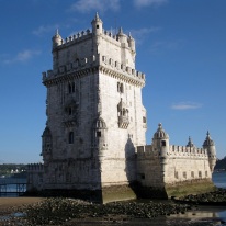 The Belém Tower, situated by the Tagus River.